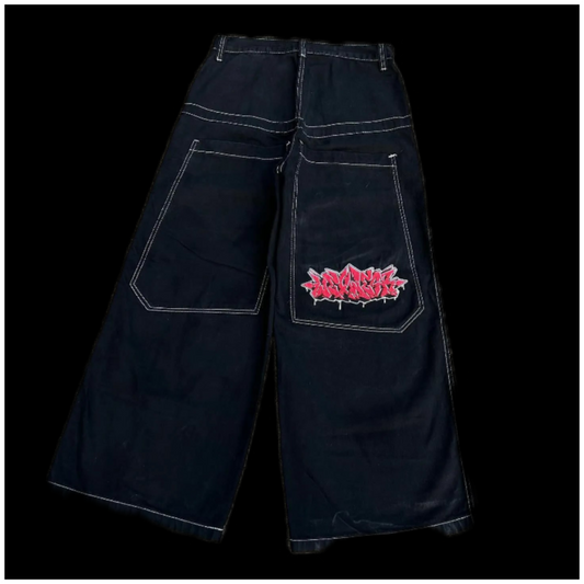 WIDE LEG GRAFFITI JEANS