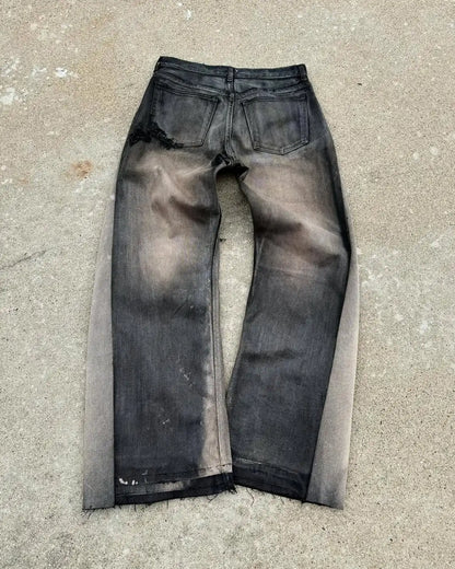 FRAYED PATCH JEANS